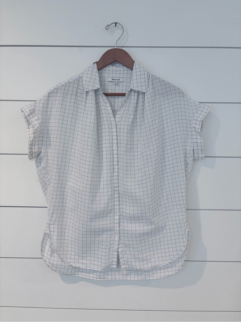 Madewell XS Oversized Windowpane Shirt Coastal Grandmacore Relaxed Cotton